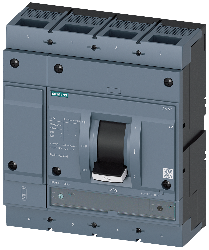 3VA1580-5EF42-0AA0 Interruptor automático 3VA1 IEC, Frame 1000, clase de poder de corte M, Icu = 55