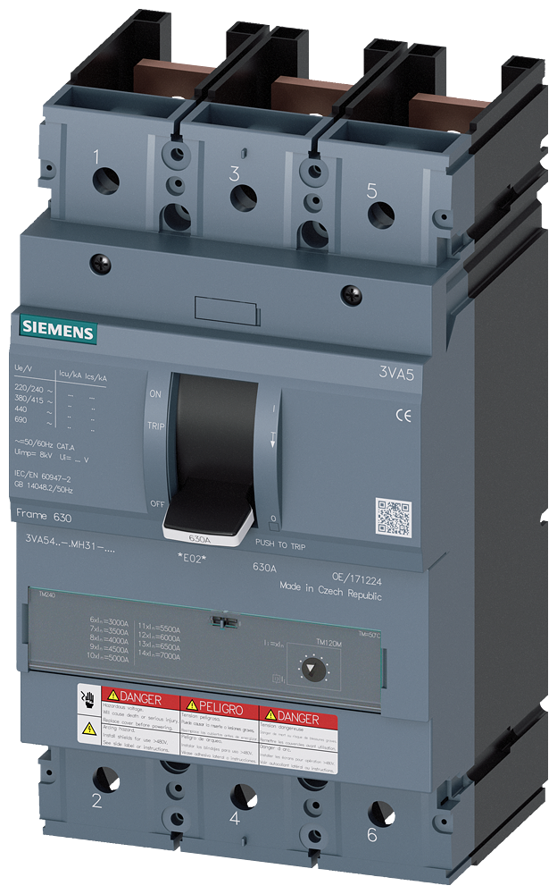 3VA5460-0MH31-0AA0 Interruptor automático 3VA5 UL, Frame 600, de 3 polos, protección de arrancador 