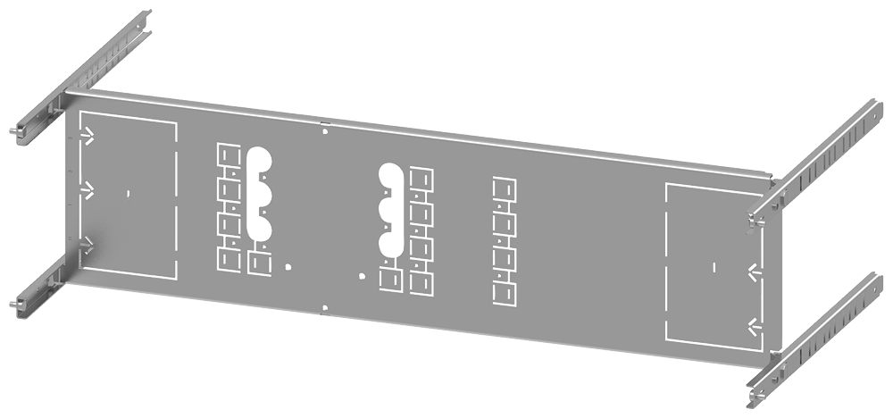 8PQ6000-8BA07 SIVACON S4, placa de montaje, 3VA12 (250 A), de 3 polos, montaje fijo, zócalo pa