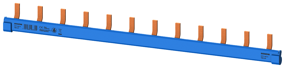 5ST3687-0 Peine de espigas compacto, 10 mm² N (color azul) 12 × int. aut. 1/N, 1 mód.