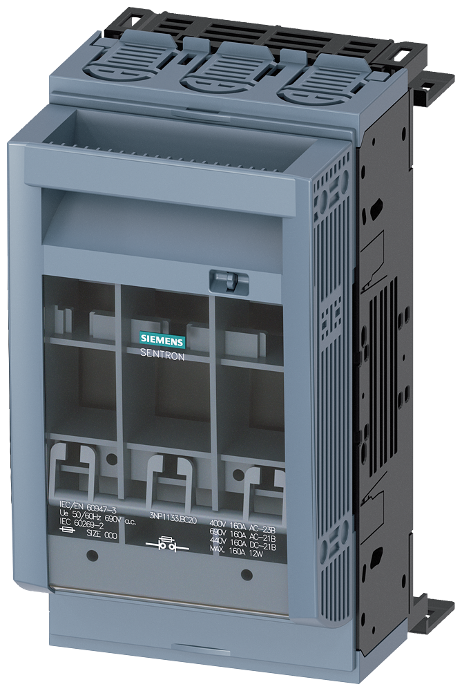 3NP1133-1BC20 SENTRON, interruptor-seccionador-fusible 3NP1, de 3 polos, NH00, 160 A