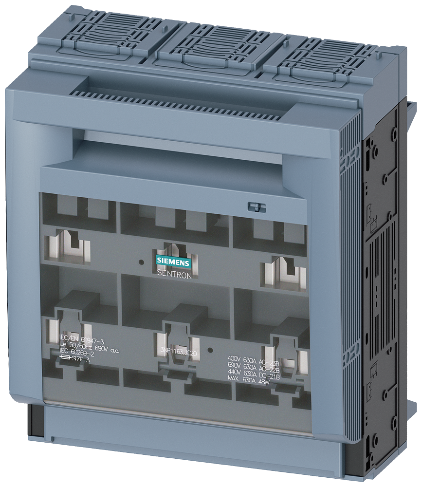 3NP1163-1JC20 SENTRON, interruptor-seccionador-fusible 3NP1, de 3 polos, NH3, 630 A