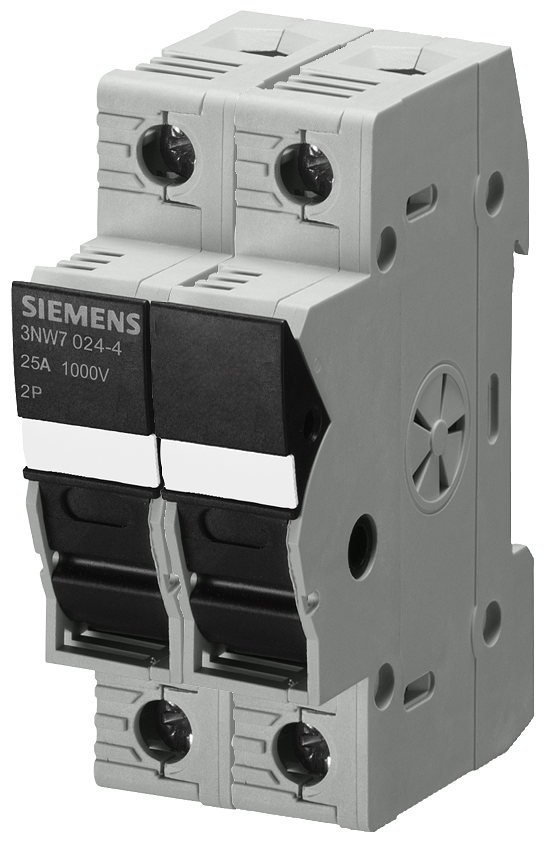 3NW7023-4 SENTRON, base portafusibles cilíndricas 10 x 38 mm, de 2 polos, In: 30 A, Ue DC: