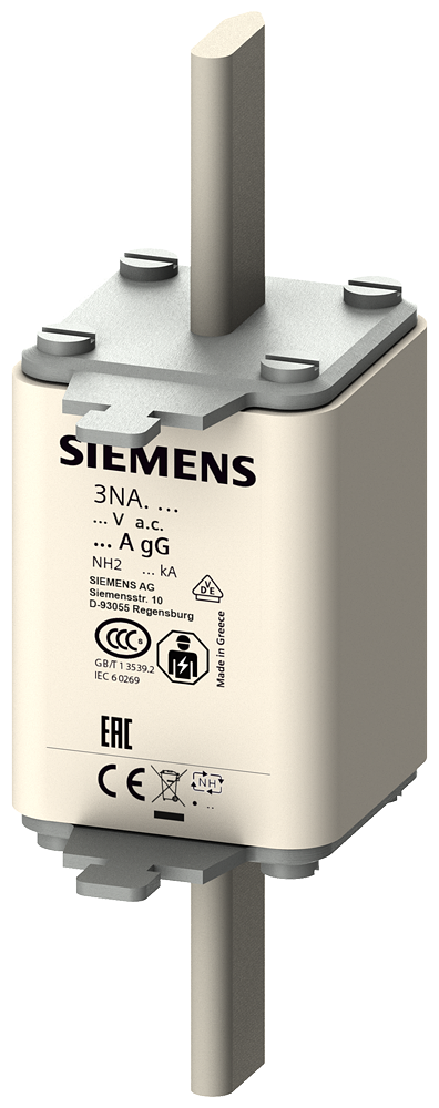 3NA3222 Cartucho de fusibles NH, NH2, In: 63 A, gG, Un AC: 500 V, Un DC: 440 V