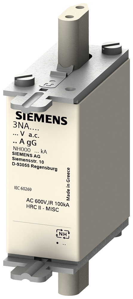 3NA3801-6 Cartucho de fusibles NH, NH000, In: 6 A, gG, Un AC: 690 V, Un DC: 250 V