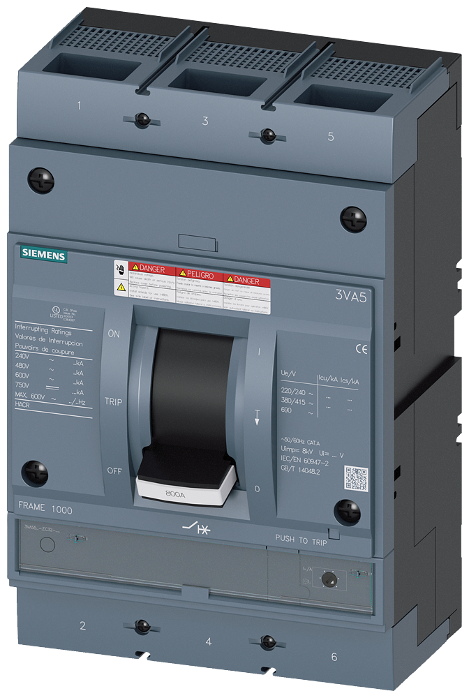 3VA5580-5EC32-0AA0 Interruptor automático 3VA5 UL, Frame 800, clase de poder de corte M, 35 kA