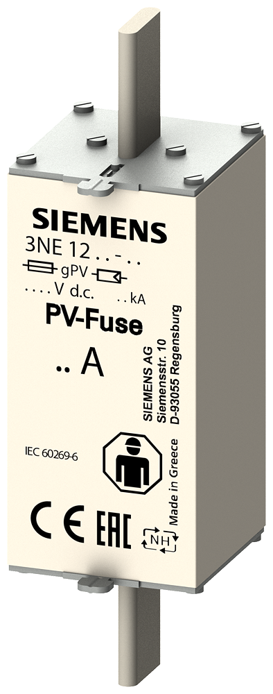 3NE1327-5E Cartucho fusible PV, con contactos de cuchilla, NH2XL, In: 250 A, gPV, Un DC: 15