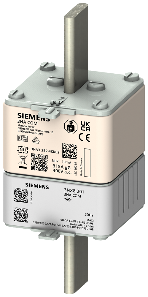 3NA3236-4KK01 Cartucho fusible NH 3NA COM con función de medida, tamaño 2, In 160 A Un 40
