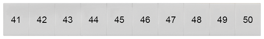 8WH8120-4AB45 Plaquita de inscripción, frente, con 41-50, vertical, ancho de borne: 8,2 m