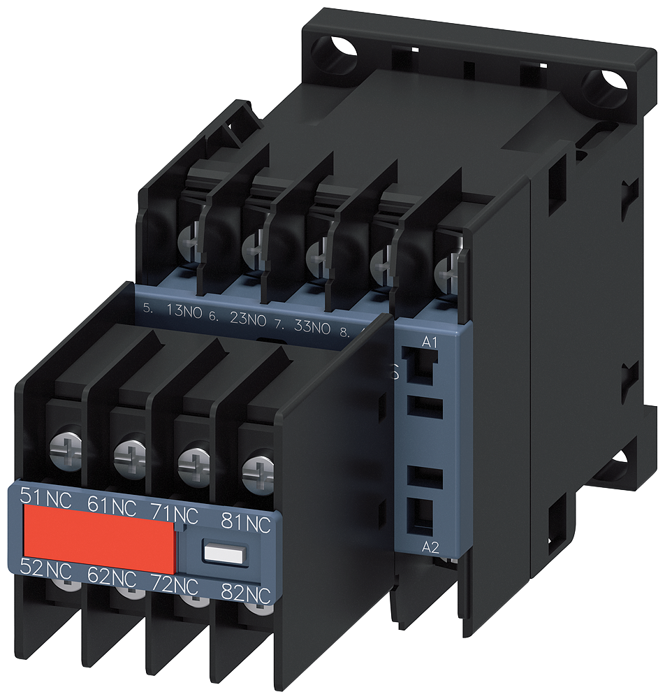 3RH2244-4AM20 Contactor auxiliar, 4 NA + 4 NC, 208 V AC, 50/60 Hz, S00, conexión de cable tipo
