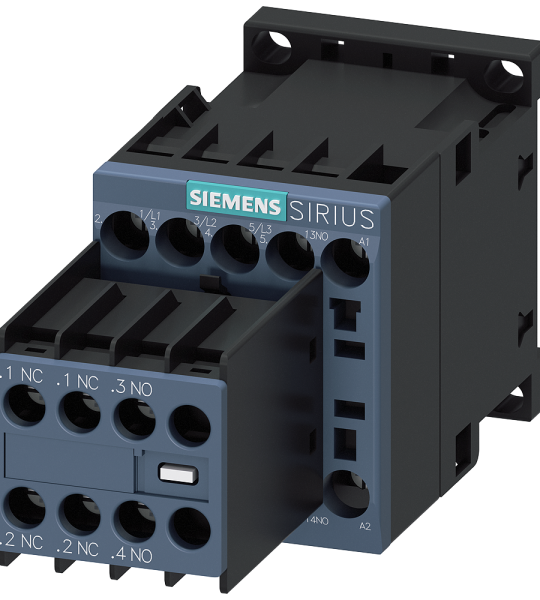 3RT2016-1BB44 Contactor, AC-3e, 9 A/4 kW/400 V, 3 polos, 24 V DC, 2 NA + 2 NC, bornes de torni