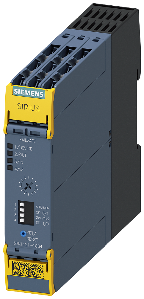 3SK1121-1CB44 Módulo de seguridad SIRIUS, módulo base, serie Advanced, con retardo 5-300s