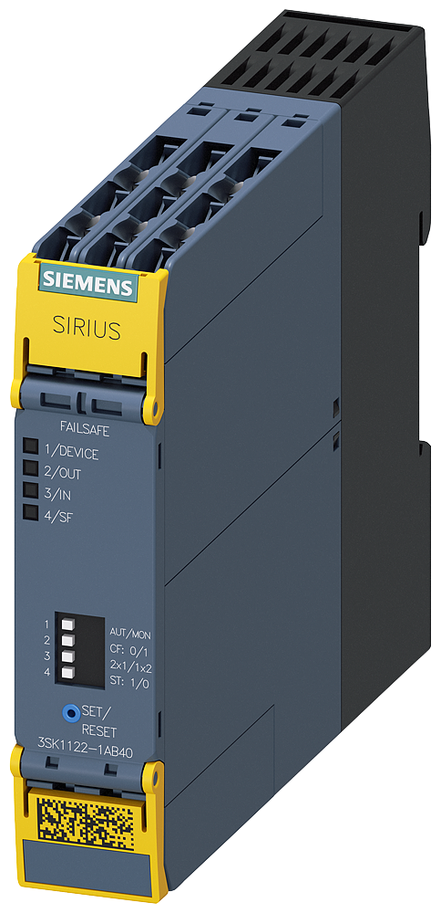 3SK1122-1AB40 Módulo de seguridad SIRIUS, módulo base, serie Advanced, 3 circuitos habilitació