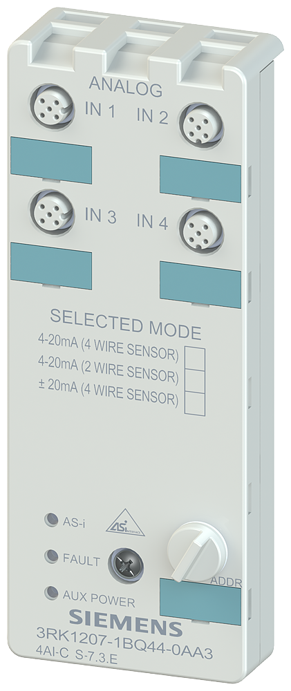3RK1207-1BQ44-0AA3 Módulo compacto AS-i, IP67, analóg., 4AI, 4 entradas (M12), 4-20 mA para sensore
