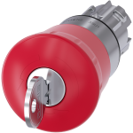3SU1050-1HG20-0AA0 Pulsador de seta de parada de emergencia, 22 mm, redondo, metal, brillante, rojo