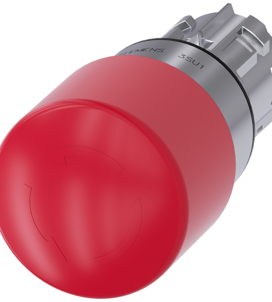3SU1050-1GB20-0AA0 Pulsador de seta de parada de emergencia, 22 mm, redondo, metal, brillante, rojo