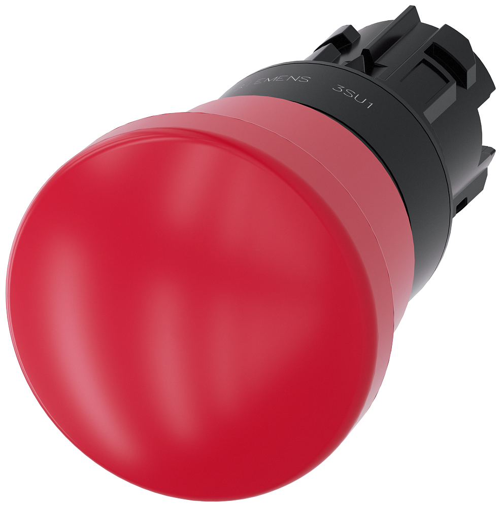 3SU1000-1HA20-0AA0 Pulsador de seta de parada de emergencia, 22 mm, redondo, plástico, rojo