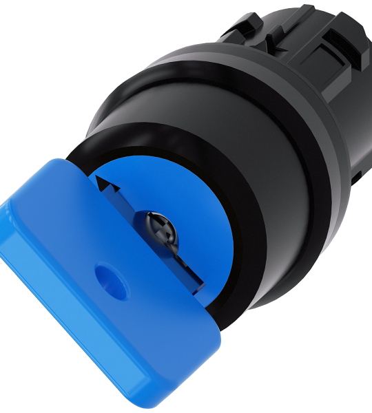 3SU1000-4GF11-0AA0 Interruptor de llave O.M.R., 22 mm, redondo, plástico, azul, extracción de llave