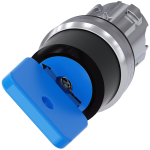 3SU1050-4GF11-0AA0 Interruptor de llave O.M.R., 22 mm, redondo, metal, brillante, azul, extracción 