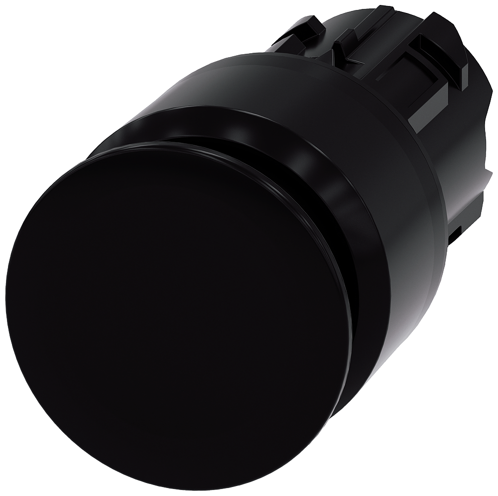 3SU1000-1AA10-0AA0 Pulsador de seta, 22 mm, redondo, plástico, negro, 30 mm