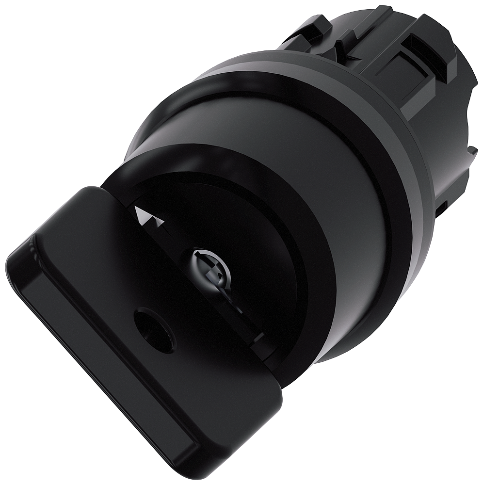 3SU1000-4HC01-0AA0 Interruptor de llave O.M.R., 22 mm, redondo, plástico, negro, extracción de llav