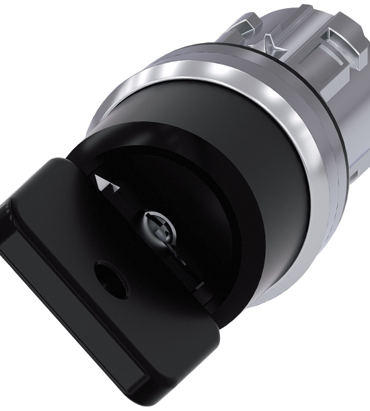 3SU1050-4HC01-0AA0 Interruptor de llave O.M.R., 22 mm, redondo, metal, brillante, negro, extracción