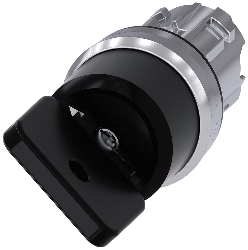 3SU1050-4HC01-0AA0 Interruptor de llave O.M.R., 22 mm, redondo, metal, brillante, negro, extracción