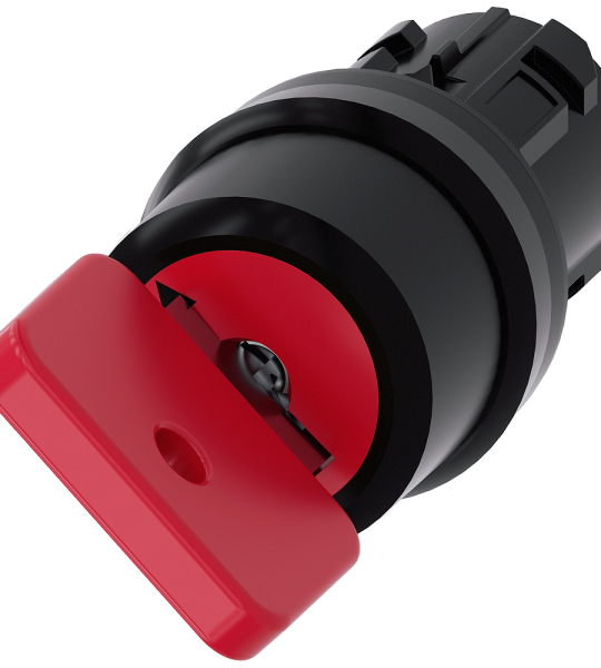 3SU1000-4FF01-0AA0 Interruptor de llave O.M.R., 22 mm, redondo, plástico, rojo, extracción de llave