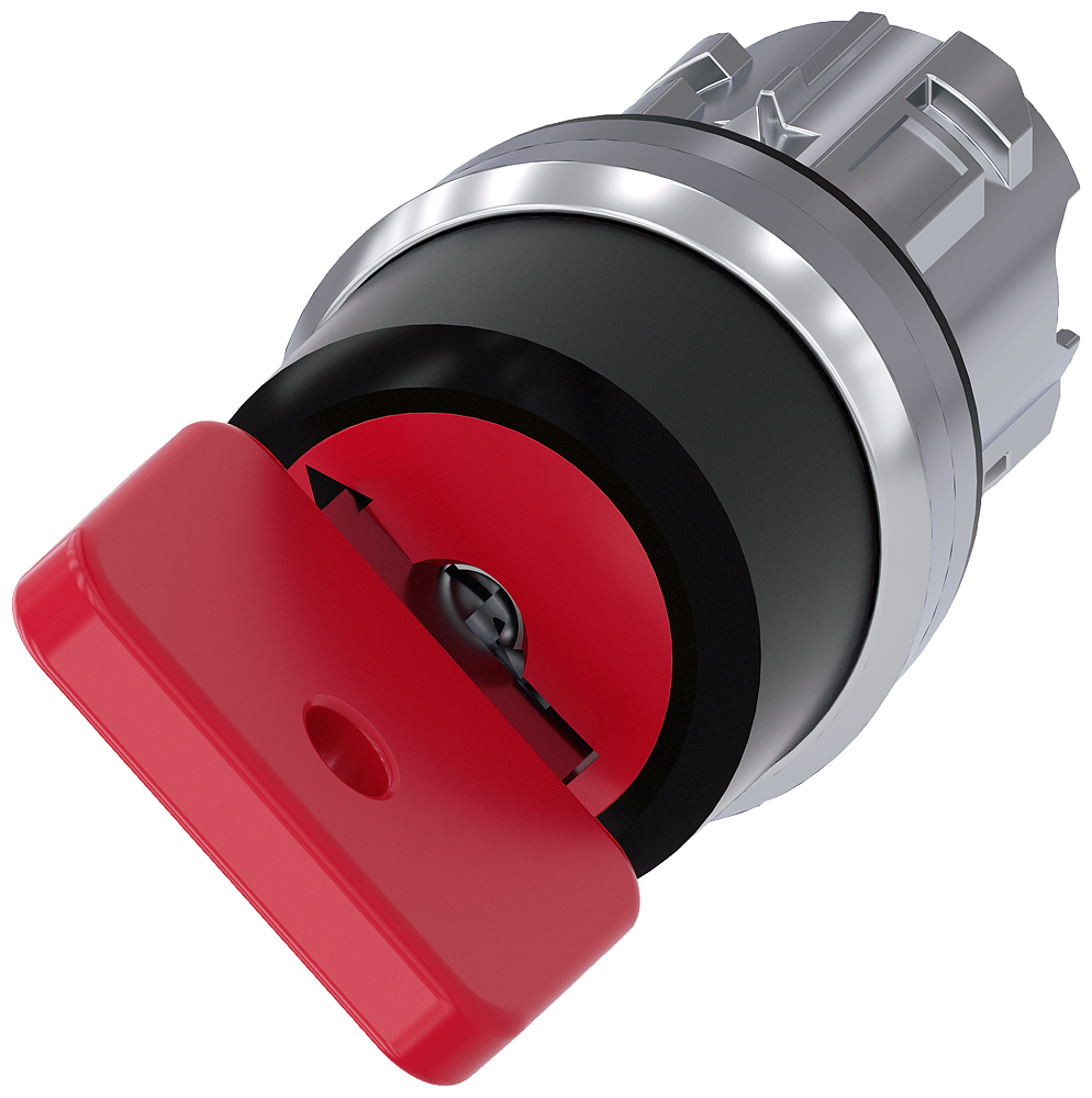 3SU1050-4FF21-0AA0 Interruptor de llave O.M.R., 22 mm, redondo, metal, brillante, rojo, extracción 
