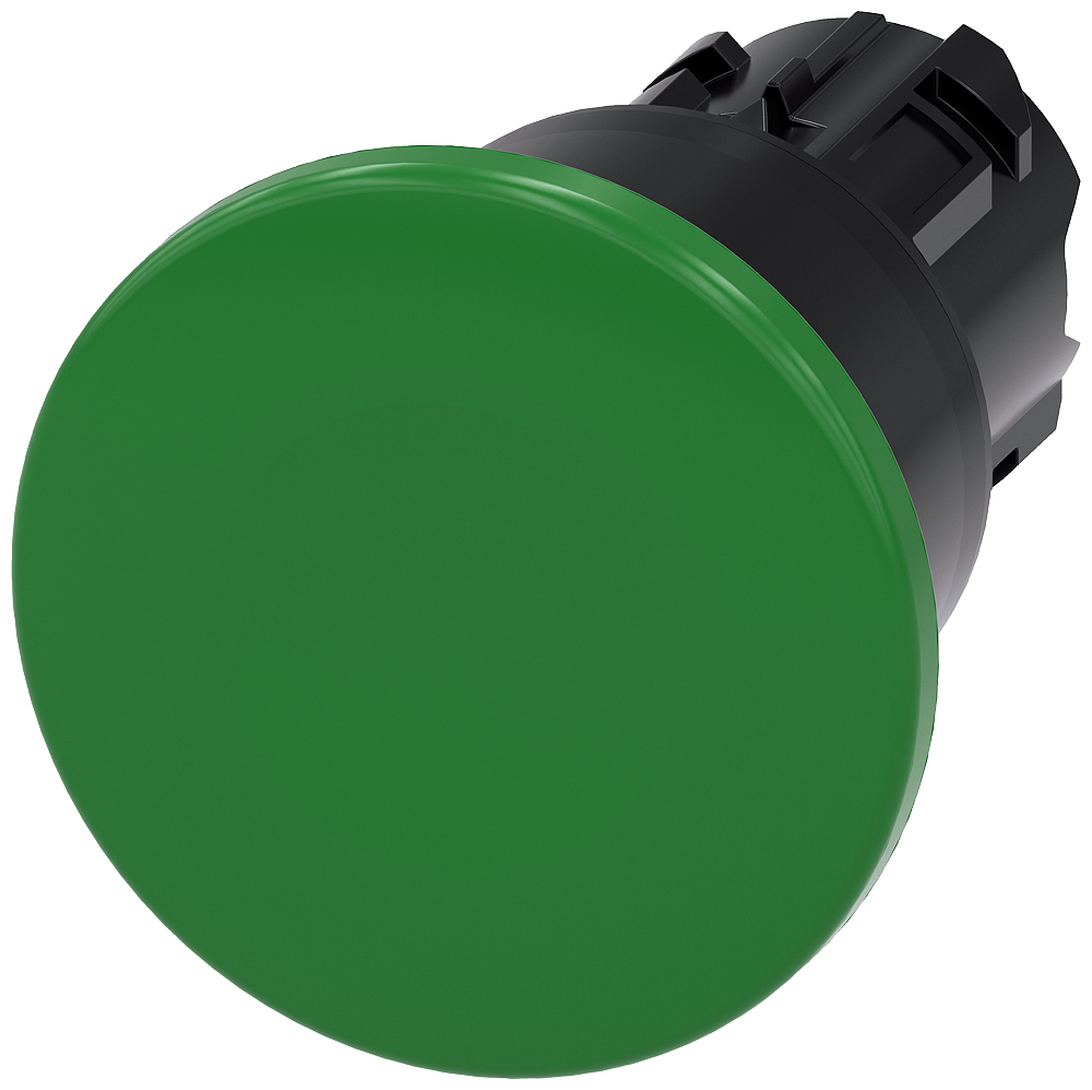 3SU1000-1BA40-0AA0 Pulsador de seta, 22 mm, redondo, plástico, verde