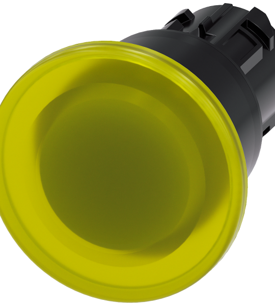 3SU1001-1BA30-0AA0 Pulsador de seta, iluminado, 22 mm, redondo, plástico, amarillo, 40 mm