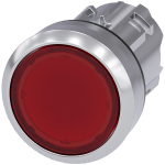 3SU1051-0AA20-0AA0 Pulsador, iluminado, 22 mm, redondo, metálico, brillante, rojo, botón