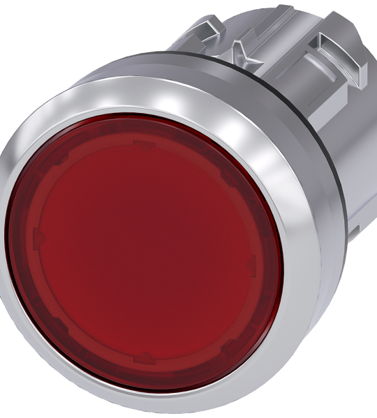 3SU1051-0AA20-0AA0 Pulsador, iluminado, 22 mm, redondo, metálico, brillante, rojo, botón