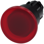 3SU1001-1BA20-0AA0 Pulsador de seta, iluminado, 22 mm, redondo, plástico, rojo, 40 mm