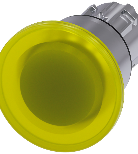 3SU1051-1BA30-0AA0 Pulsador de seta, iluminado, 22 mm, redondo, metal, brillante, amarillo, 40 mm