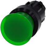 3SU1001-1AD40-0AA0 Pulsador de seta, iluminado, 22 mm, redondo, plástico, verde, 30 mm