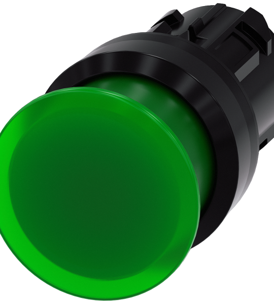 3SU1001-1AD40-0AA0 Pulsador de seta, iluminado, 22 mm, redondo, plástico, verde, 30 mm
