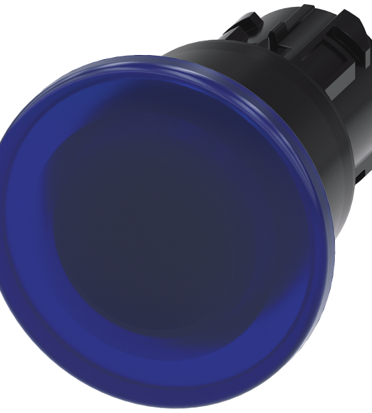 3SU1001-1BA50-0AA0 Pulsador de seta, iluminado, 22 mm, redondo, plástico, azul, 40 mm