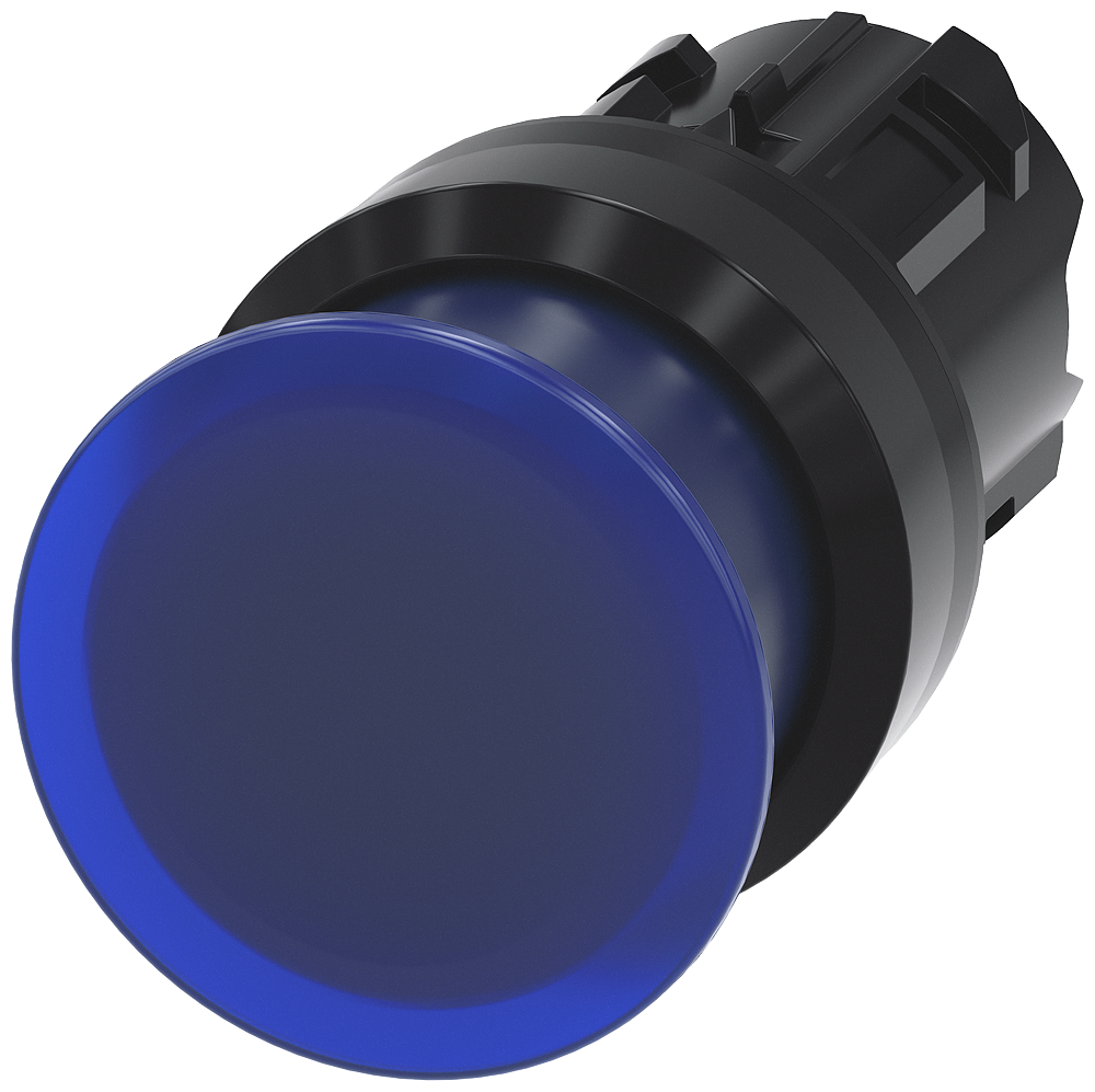 3SU1001-1AD50-0AA0 Pulsador de seta, iluminado, 22 mm, redondo, plástico, azul, 30 mm