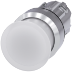 3SU1051-1AD60-0AA0 Pulsador de seta, iluminado, 22 mm, redondo, metal, brillante, blanco, 30 mm