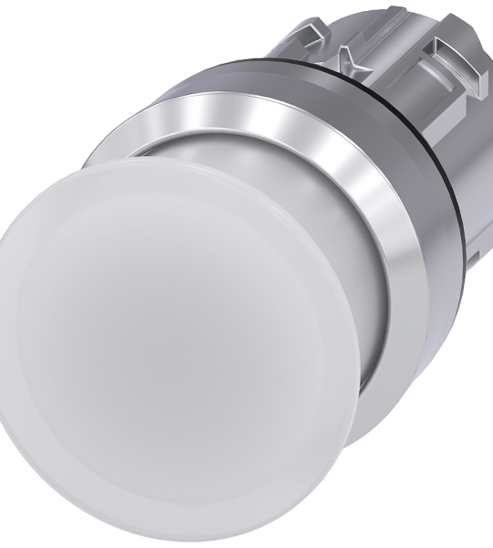 3SU1051-1AD60-0AA0 Pulsador de seta, iluminado, 22 mm, redondo, metal, brillante, blanco, 30 mm