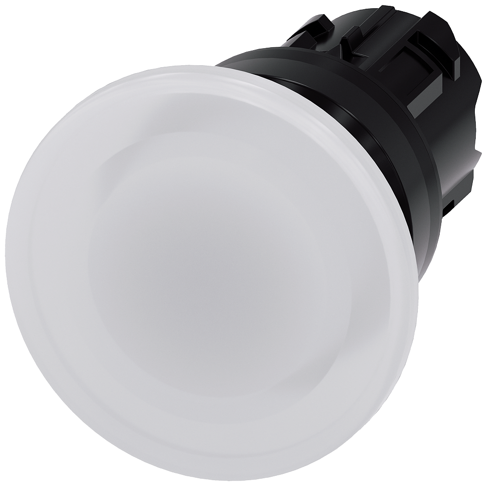 3SU1001-1BD60-0AA0 Pulsador de seta, iluminado, 22 mm, redondo, plástico, blanco, 40 mm