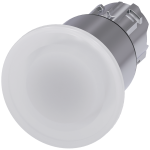 3SU1051-1ED60-0AA0 Pulsador de seta, iluminado, 22 mm, redondo, metal, brillante, blanco, 40 mm