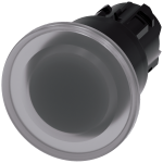 3SU1001-1BA70-0AA0 Pulsador de seta, iluminado, 22 mm, redondo, plástico, transparente, 40 mm