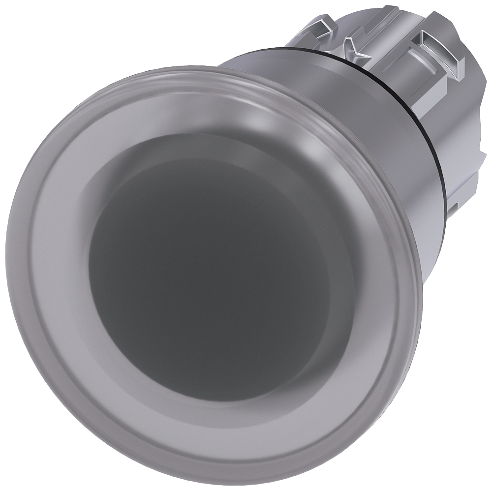 3SU1051-1BA70-0AA0 Pulsador de seta, iluminado, 22 mm, redondo, metal, brillante, transparente, 40 
