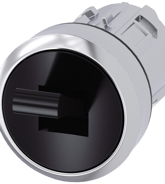 3SU1050-3EA10-0AA0 Interruptor basculante, 22 mm, redondo, metal, brillante, negro, 2 posiciones O+