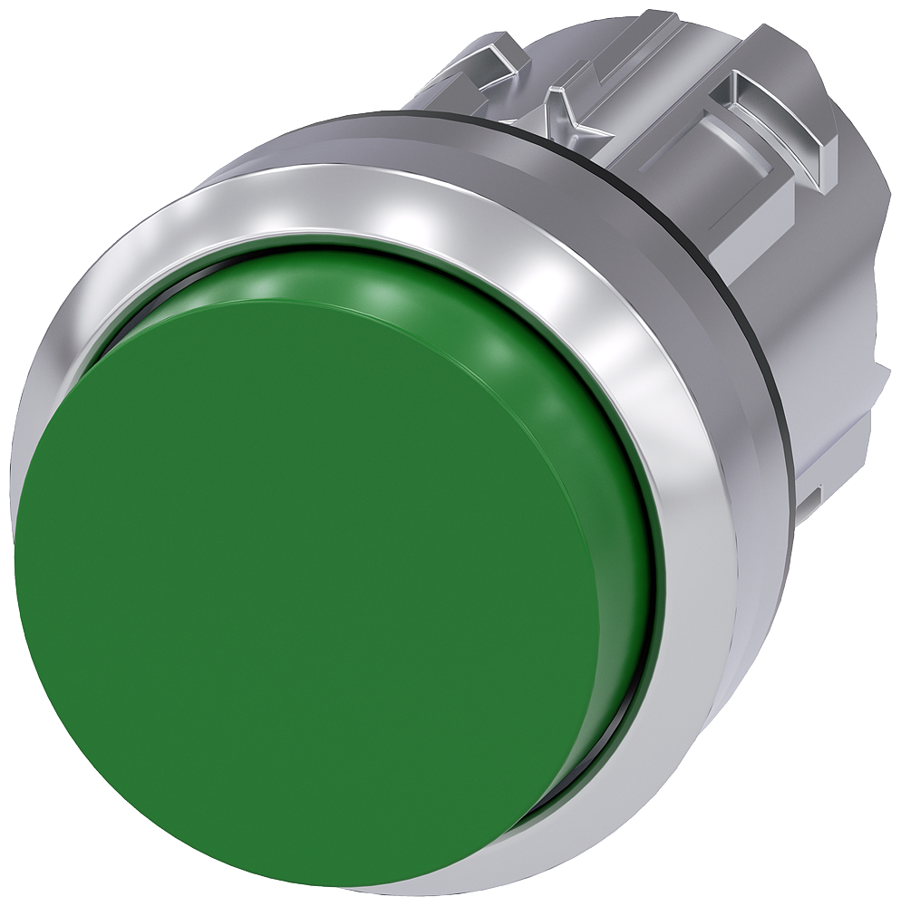 3SU1050-0BB40-0AA0 Pulsador, 22 mm, redondo, metálico, brillante, verde, botón