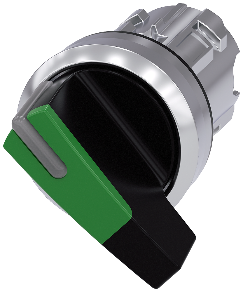 3SU1052-2CF40-0AA0 Selector, iluminable, 22 mm, redondo, metal, brillante, verde