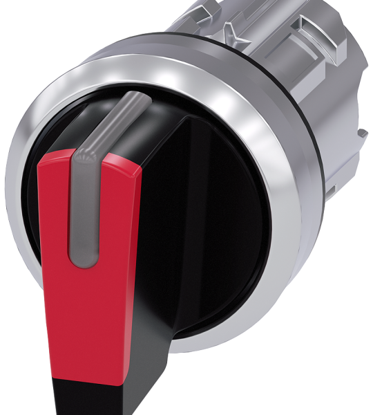 3SU1052-2BP20-0AA0 Selector, iluminable, 22 mm, redondo, metal, brillante, rojo, maneta corta