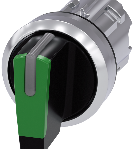 3SU1052-2BP40-0AA0 Selector, iluminable, 22 mm, redondo, metal, brillante, verde, maneta corta